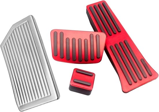 Auto Pedaalhoezen - Antislip Pedaal - Verbeterde Grip - Aluminium en Rubber - Set van 3 - Zilver