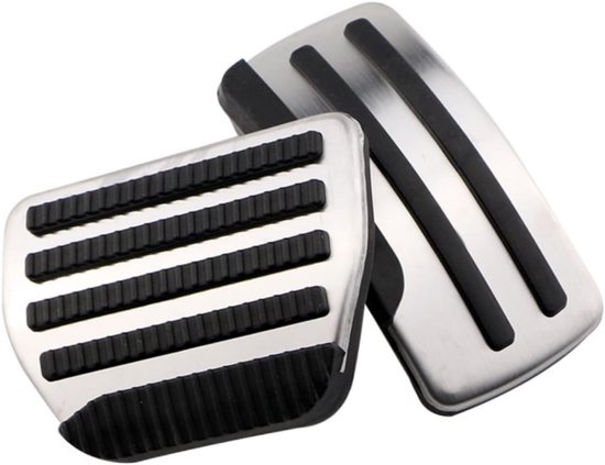 Auto Pedaalhoezen - Pedaalbeschermers Auto - Verbeterde Grip - Antislip Ontwerp - Set van 2 - Zilver