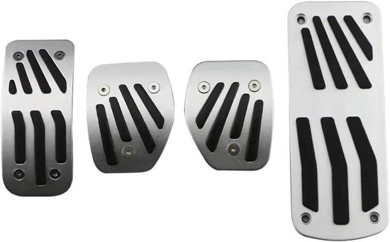 Auto Pedaalhoezen - Pedaalbeschermers Set - Verbeter Rijervaring - Roestvrij Staal Rubber - MT with rest - Zilver