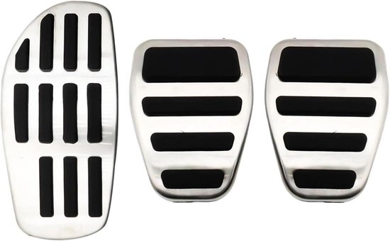 Auto Pedaalhoezen - Rem Gas Kit - Verbeter Rijervaring - Antislip Rubber - 3 Stuks - Zilver