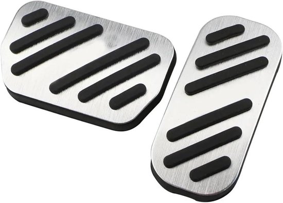 Auto Pedaalhoezen - Rem Gas - Veiliger Rijden - Antislip Rubber - Standaard Maat - Zilver