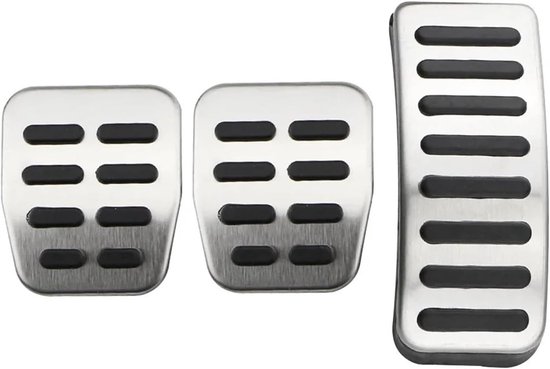 Auto Pedalenhoes - Voetsteun Set - Verbeterde Grip - Antislip Oppervlak - 3 Stuks - Zilver