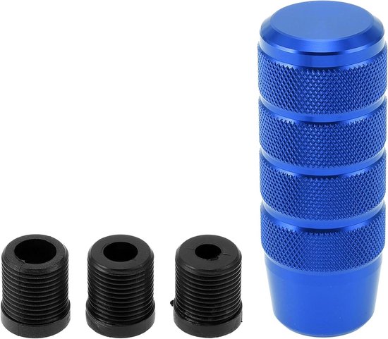 Auto Shift Knop, 9,5 cm Universeel voor Automatische en Handmatige Voertuig Versnellingspook Knop met 3 Adapter Aluminiumlegering Blauw, 1 Set