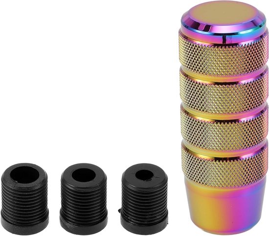 Auto Shift Knop, 9,5 cm Universeel voor Automatische en Handmatige Voertuig Versnellingspook Knop met 3 Adapter Aluminiumlegering Veelkleurig, 1 Set
