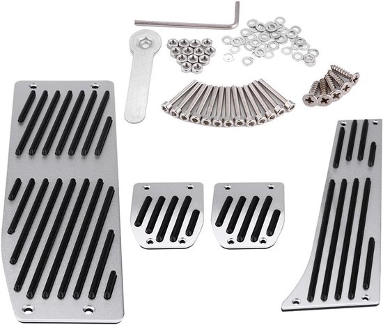 Auto Voetpedaal Set - Koppeling Rem Pedaal - Veiliger Rijden - Antislip Oppervlak - Zilver Zwart