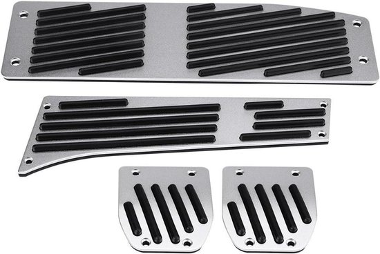Auto Voetpedalen - Pedaal Covers - Handgeschakelde Transmissie - Antislip Oppervlak - 4 Stuks - Zilver Zwart van Merkloos