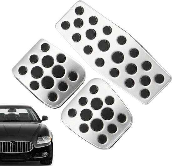 Auto Voetpedalen - Pedaal Set - Verbeterde Grip - Antislip Aluminium - 2 Stuks - Zilver