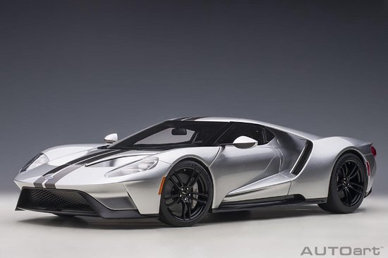 AutoArt 1/12 Ford GT - Ingot Silver/Black Stripes van AUTOart