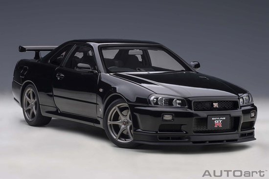 AUTOart 1/18 Nissan Skyline GT-R (R34) V-Spec II, Black Pearl van AUTOart