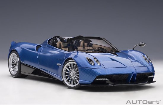 AutoArt 1/18 Pagani Huayra Roadster, Blu Tricolore Carbon Fibre van Merkloos