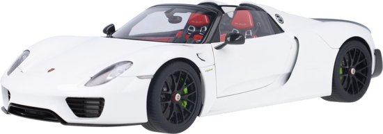 AUTOart 1/18 Porsche 918 Spyder Weissach Package, White with red interior van AUTOart