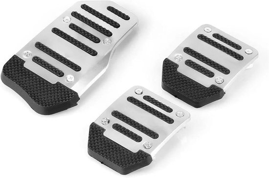 Autopedaal Covers - Pedaal Set - Rijcomfort Verbeteren - Antislip Aluminium - 3 Stuks - Zilver