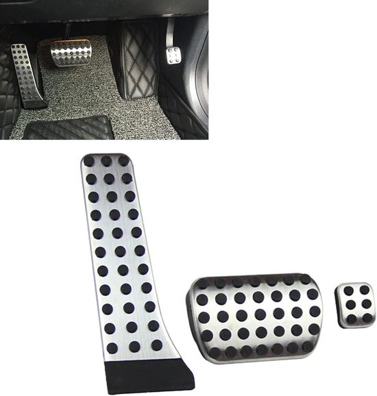 Autopedaal Covers - Pedaalhoezen Rem Gas - Veiliger Rijden - Antislip Rubber - 3 stuks - Zwart Zilver