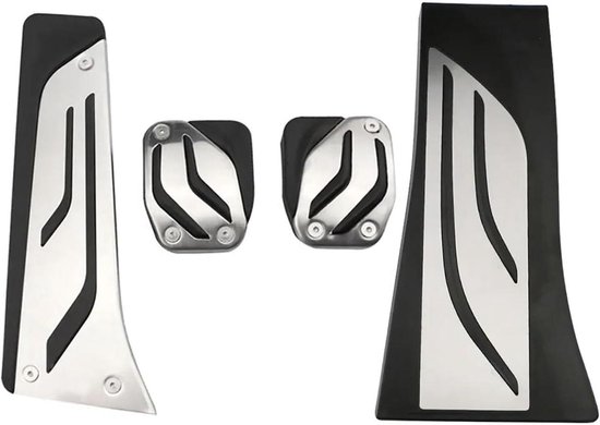 Autopedaal Hoezen - Pedaal Covers - Verbeterde Grip - Roestvrij Staal Rubber - LHD MT - Zilver Zwart