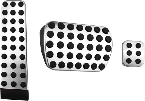 Autopedaal Set - Pedaalhoezen - Verbeter Rijcomfort - Antislip Rubber - 3 Delig - Zilver Zwart