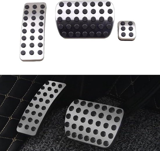 Autopedaal Set - Voetpedalen Auto - Verbeteren Rijervaring - Antislip Aluminium - 3 stuks - Zilver
