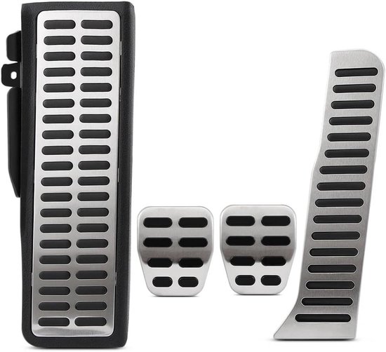 Autopedaalhoezen Set - Antislip Pedalen - Verbeterde Grip - Roestvrij Staal Rubber - 4 Stuks - Zilver