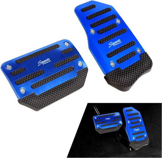 Autopedaalhoezen Set - Pedaalhoezen Auto - Verbeteren Rijervaring - Antislip Aluminiumlegering - 2 stuks - Blauw Rood