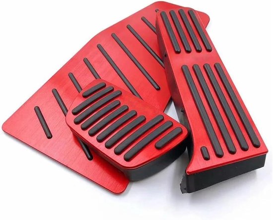 Autopedaalhoezen Set - Voetpedaal Covers - Veiliger Rijden - Antislip Rubber - 3 Stuks - Rood