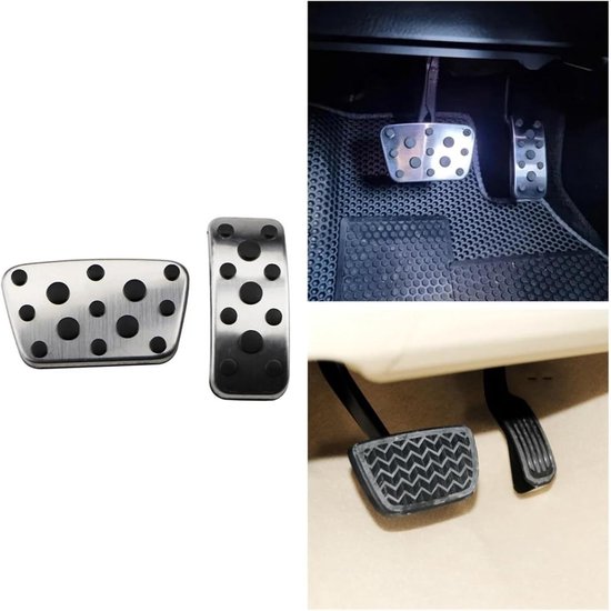 Autopedalen Pedaalhoezen - Gaspedaal Remhoes - Verbeter Rijervaring - Roestvrij Staal Rubber - 250 g - Zilver