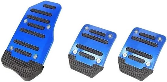 Autopedalen Set - Pedaalhoezen Auto - Verbeterde Grip - Antislip Aluminium - 3-delig - Rood Blauw