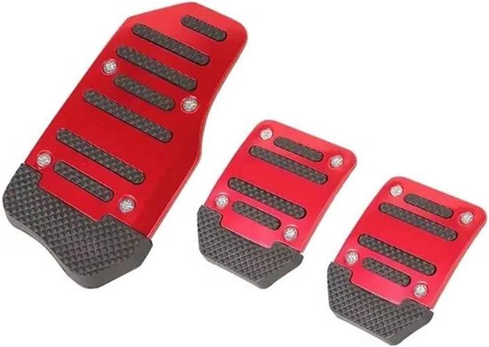 Autopedalen Set - Pedaalhoezen - Veiliger Rijden - Antislip Rubber - 3-delig - Rood Blauw Zilver