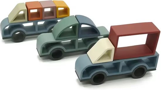 Auto's - DIY - Stapelspeelgoed - Siliconen - Speelgoed - vanaf 8 maanden van Liewood