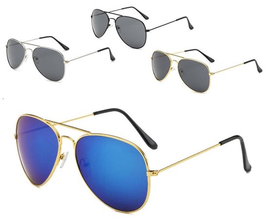 Aviator Zonnebril  Goud montuur    Blauwe glazen. van Avia