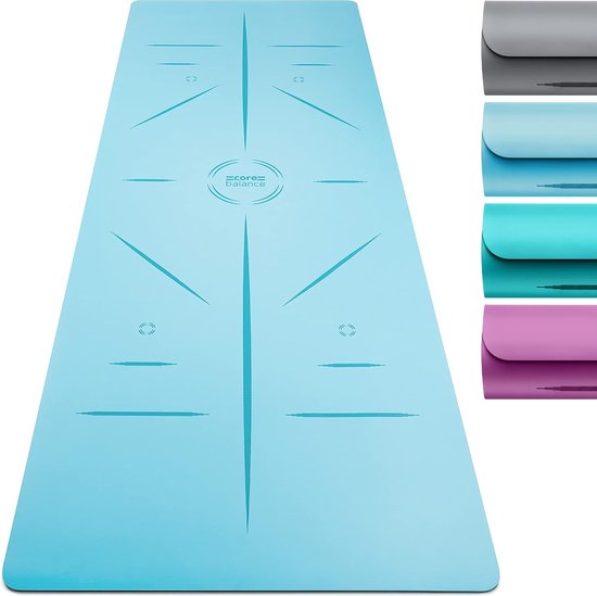 Balance yogamat van natuurlijk rubber, extra breed, antislip met geleidelijnen voor asana-uitlijning en draagriem Verkrijgbaar in 4 kleuren van Gaiam