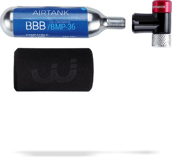 BBB Cycling AirSpeed Minipomp - Fietspomp Inclusief Co2 Patroon 16 gram - Eenvoudig en Veilig - BMP-32 van BBB Cycling