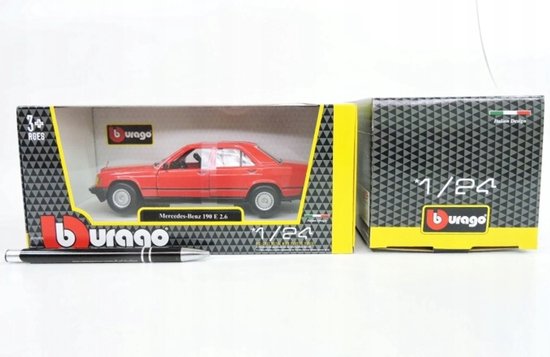 Bburago 1:24 Mercedes-Benz 190E Rood Metal Modelauto van Merkloos