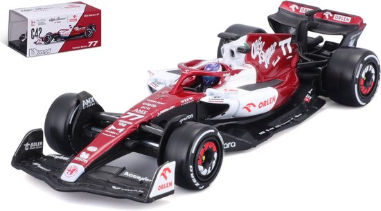 Bburago Alfa Romeo F1 team ORLEN C42 #77 Valtteri Bottas Formule 1 seizoen 2022 in luxe bewaarcase met helm modelauto schaalmodel 1:43 van Bburago