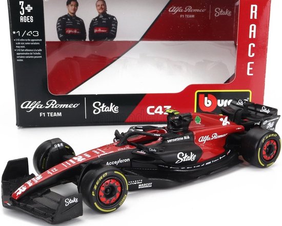 Bburago - Alfa Romeo F1 team Stake C43 - Zhou Guanyo - 1/43 van Bburago