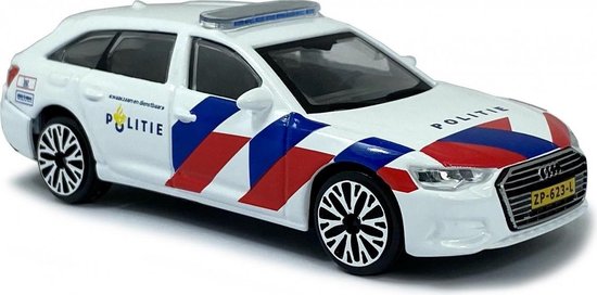 Bburago Audi A6 Politie 2019 wit/blauw/rood schaalmodel schaalmodel - 12 cm - schaal 1:43 van Bburago