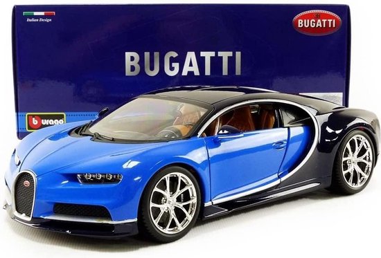 Bburago Bugatti Chiron 2016 - Blauw/Zwart Schaal 1:18 van Bburago