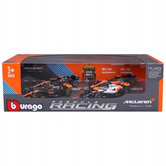 Bburago F1 McLaren raceauto set Lando Norris 1:43 - 4 modellen. van Merkloos