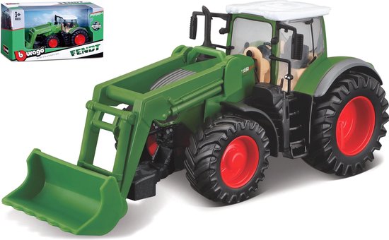 Bburago Fendt 1050 VARIO + FRONT LOADER groen/rood schaalmodel 10 CM van Bburago