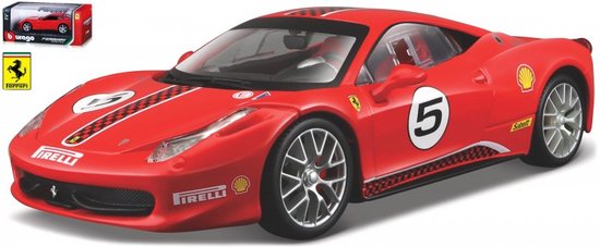 Bburago  FERRARI 458 CHALLENGE #5 rood/wit/zwart schaalmodel 1:24 van Bburago