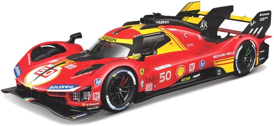 Bburago Ferrari 499P #50 Fuoco/Nielsen/Molina – winnaar 24H Le Mans 2024 – modelauto (ca. 25 cm) – schaal 1:18 – rood van Bburago