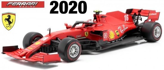 Bburago Ferrari SCUDERIA SF1000 #16 CHARLES LECLERC SEASON CAR 2020 Mat Rood/zwart modelauto schaalmodel 1:18 van Bburago