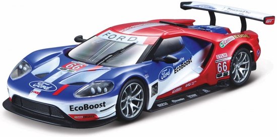 Bburago Ford GT #66 TONY KANAAN/JOEY HAND/DIRK MULLER 24H LE MANS 2017 blauw/rood/wit schaalmodel 1:32 van Bburago