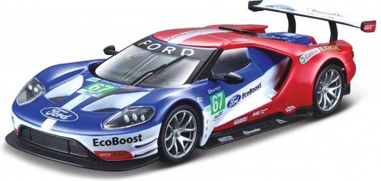 Bburago Ford GT #67 PIPO DERANI/HARRY TINCKNELL/ANDY PRIAULX 24H LE MANS 2017 blauw/rood/wit schaalmodel 1:32 van Bburago