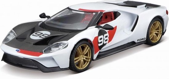 Bburago Ford GT #98 2021 Heritage Collection wit/zwart/rood modelauto schaalmodel 1:32 van Merkloos