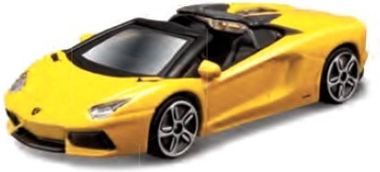 Bburago LAMBORGHINI AVENTADOR ROADSTER 2013 geel schaalmodel 1:43 van Bburago