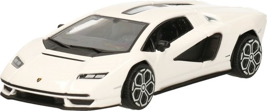 Bburago Modelauto - Lamborghini Countach 2022 - wit - 11 x 5 x 3 cm van Bburago