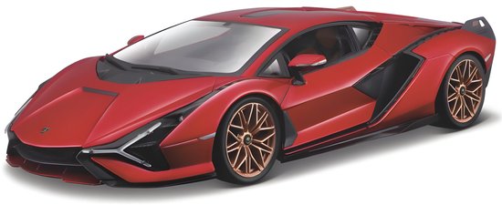 Bburago Modelauto - Lamborghini SIAN - rood - 20 x 8 x 2 cm - schaalmodel - speelgoedauto van Merkloos
