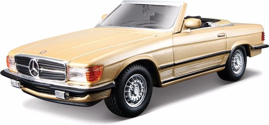 Bburago Modelauto - Mercedes 450 SL cabrio - creme - schaal 1:32 - speelgoedauto van Bburago