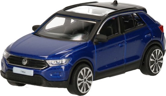 Bburago Modelauto Volkswagen T-Roc 2021 - blauw - 10 cm - schaal 1:43 - speelgoedauto van Merkloos