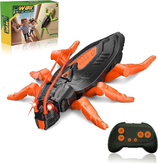 Bedienbare kever-klimmuurspelgoed - Twee modi: vloer en muur rijden - Met LED-verlichting - Opladenbaar - Cadeau voor kinderen vanaf 3 jaar (jongens en meisjes) van Merkloos