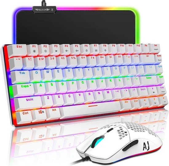 Bedrade Gaming Muis | 7 Knoppen, Instelbare 16000 DPI en RGB Verlichting | Wit van Merkloos